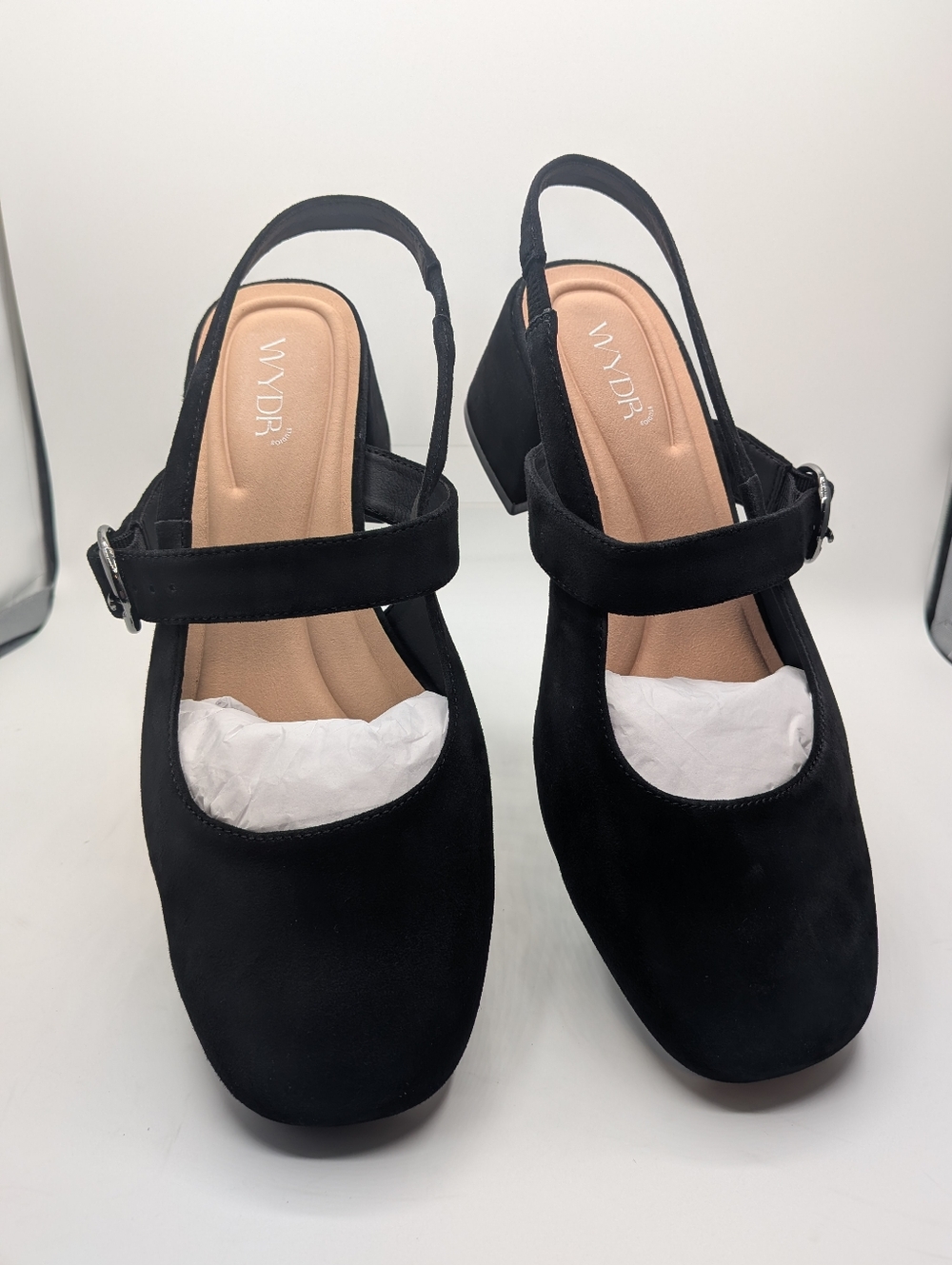Slingback Mary Jane -NWB-9WW SUEDE Black - Picture 3 of 15